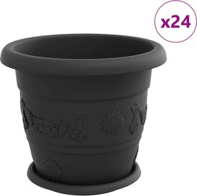 vidaXL Γλάστρες φυτών 24 pcs Μαύρο Ø 30 x 25 εκ Πλαστικό