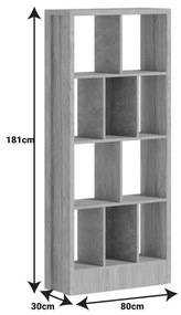 Βιβλιοθήκη Dividre sonoma oak μελαμίνης 80x30x181εκ