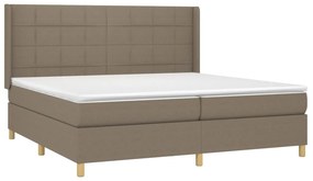 vidaXL Κρεβάτι Boxspring με Στρώμα &amp; LED Taupe 200x200 εκ. Υφασμάτινο