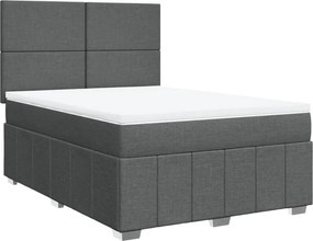 vidaXL Κρεβάτι Boxspring με Στρώμα Σκούρο Γκρι 140x200 εκ Υφασμάτινο