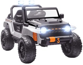 AIYAPLAY Ηλεκτρικό όχημα για παιδιά, μπαταρία 12V, με κάθισμα γονέα-παιδιού, τηλεχειριζόμενο, μουσική, κόρνα, φώτα LED, 3-8 ετών, Λευκό