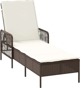 vidaXL Ξαπλώστρα 3 pcs Καφέ και Κρέμα Λευκό 200 x 55 x 92 εκ.