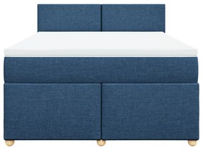 vidaXL Κρεβάτι Boxspring με Στρώμα Μπλε 140x200 εκ. Υφασμάτινο