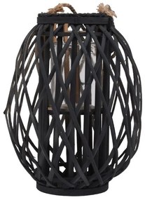 Φανάρι Amare 722-123-021 23x32cm Black Glass,Bamboo
