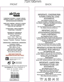 Ξαπλώστε ξαπλώστρα Aktive Λευκό 53 x 87 x 78 cm (4 Μονάδες)