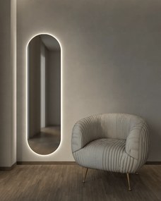 Καθρέπτης τοίχου Semi Oval Project Mirrors 180x50 με κρυφό φωτισμό Led Διακόπτης Αφής: Όχι