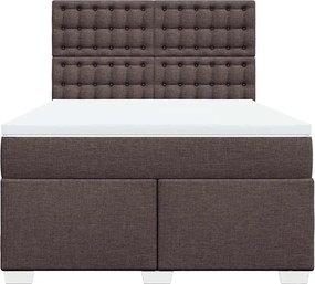 vidaXL Κρεβάτι Boxspring με Στρώμα Σκούρο Καφέ 140x190 εκ. Υφασμάτινο