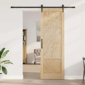 vidaXL Συρόμενη Πόρτα Χειροκίνητος Καφέ 78 x 232 cm Μασίφ ξύλο πεύκου