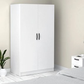 Ντουλάπα ρούχων Victoria Megapap δίφυλλη χρώμα λευκό 100x60x181εκ.