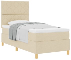 vidaXL Κρεβάτι Σπαστής Βάσης  με Στρώμα Κρεμ 90x200 cm Ύφασμα
