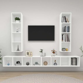 vidaXL Έπιπλα Τηλεόρασης Κρεμαστά 4 τεμ. Λευκό από Επεξ. Ξύλο