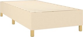 vidaXL Κρεβάτι Boxspring με Στρώμα Κρεμ 100 x 200 εκ. Υφασμάτινο