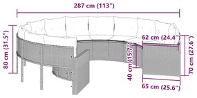 vidaXL Καναπές Κήπου Μπεζ Στρογγυλός από Συνθετικό Ρατάν + Μαξιλάρια