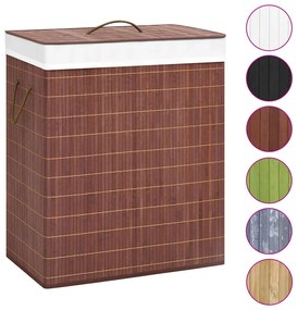 vidaXL Καλάθι Άπλυτων με 2 Τμήματα Καφέ 100 Λίτρα από Μπαμπού