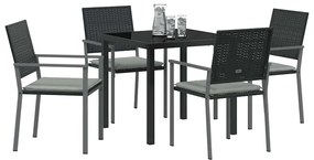 vidaXL Σέτ φαγητού για κήπο 5 pcs Μαύρο Πολυ ράταν