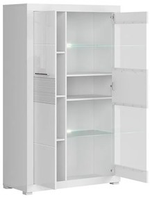 Βιτρίνα Boston G111, 97x161x42cm, 62 kg, Γυαλιστερό λευκό, Άσπρο, Επεξεργασμένο γυαλί, Ινοσανίδες μέσης πυκνότητας, Πλαστικοποιημένη μοριοσανίδα