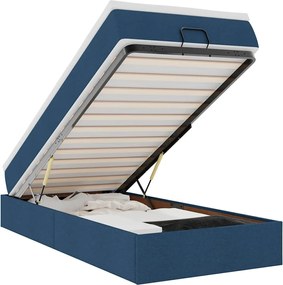 vidaXL Οθωμανικό κρεβάτι με στρώμα μπλε 100x200cm ύφασμα