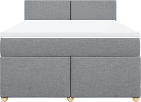 vidaXL Κρεβάτι Boxspring με Στρώμα Ανοιχτό Γκρι 140x190 εκ. Υφασμάτινο
