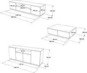 Σύνθετο Σαλονιού Atlantic Πεύκο / Λευκό DROER 180x44.5x44.6