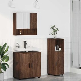 vidaXL Σετ Επίπλων Μπάνιου Επιτοίχιο 3 pcs Καφέ δρυς 61 x 35 x 64 εκ.