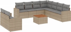 vidaXL Patio Sofa Set 9-θέσια Μίξη μπεζ και ανοιχτό γκρι