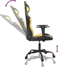 vidaXL Καρέκλα Gaming Μαύρο/Χρυσό από Συνθετικό Δέρμα