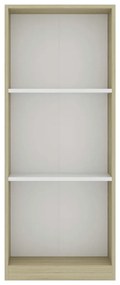 vidaXL Βιβλιοθήκη με 3 Ράφια Λευκό/Sonoma 40x24x108 εκ. Μοριοσανίδα