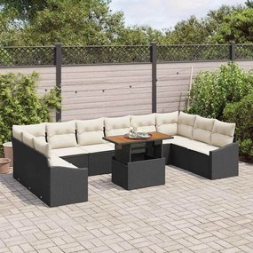 vidaXL Σετ Καναπέ Κήπου με αποθήκευση 11 pcs Μαύρο Πολυ ράταν
