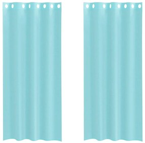 vidaXL Voile κουρτίνες με ροδέλες 2 τεμάχια Τιρκουάζ