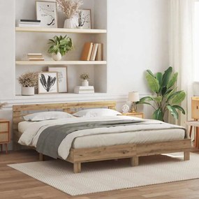 vidaXL Σκελετός Κρεβατιού artisan δρυς 200 x 200 cm Επεξεργασμένο ξύλο