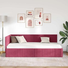 vidaXL Κρεβάτι Γωνίας με κεφαλάρι Μπορντό 100 x 200 cm Βελούδο