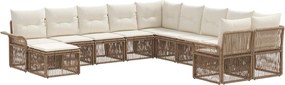 vidaXL Σετ Καναπέ Κήπου 11 pcs Μπεζ και Κρέμ συνθετικό ρατάν