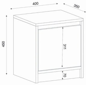 Κομοδίνο Conve Megapap χρώμα sapphire oak 40x35x45εκ.