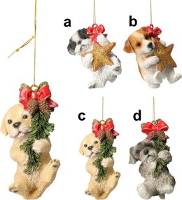 Χριστουγεννιάτικο Στολίδι Σκυλάκι Πολυρεζίν 8.5cm σε 4 σχέδια 688277 (d)