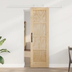 vidaXL Συρόμενη Πόρτα με Σετ Εξαρτημάτων 61x198.5 εκ. Συμπαγές Ξύλο Πεύκου