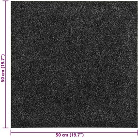 vidaXL Χαλί 20 pcs Μαύρο 50 x 50 cm Ορυκτή άσφαλτος