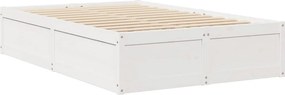 vidaXL Κρεβάτι με Στρώμα Λευκό 140x190 εκ Μασίφ Ξύλο Πεύκου