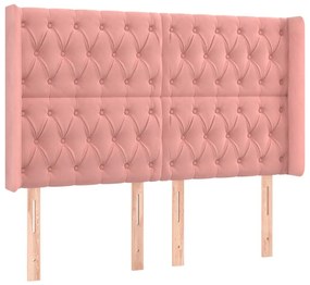 vidaXL Κρεβάτι Boxspring με Στρώμα &amp; LED Ροζ 140x190 εκ. Βελούδινο