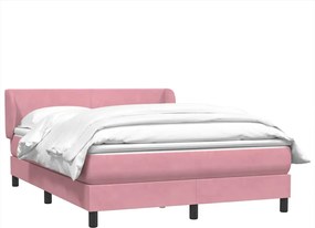 vidaXL Κρεβάτι Boxspring με Στρώμα Ροζ 160x210 εκ. Βελούδινο