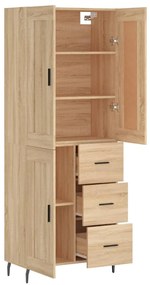 vidaXL Ντουλάπι Sonoma δρυς 69,5 x 34 x 180 εκ. από Επεξεργασμένο Ξύλο