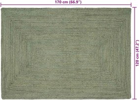 vidaXL Χαλιά χώρου Ορθογώνιος Λαδί 120 x 170 cm Γιούτα