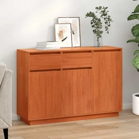 vidaXL Πλαϊνό γραφείο Καφέ κεριού 110 x 34 x 75 εκ Μασίφ ξύλο πεύκου