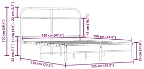 Πλαίσιο Κρεβατιού Χωρ. Στρώμα Καπ. Δρυς 120x190 εκ. Επ. Ξύλο - Καφέ