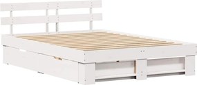 vidaXL Σκελετός Κρεβατιού Λευκό 160 x 200 cm Στερεά ξυλεία πεύκου