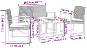 vidaXL Σετ Τραπεζαρίας Κήπου 5 τεμ. Καφέ Ρατάν Πολυπρ/λενίου &amp; Μαξιλ.