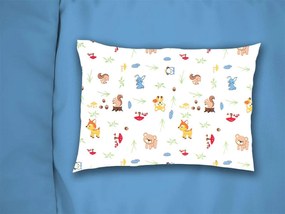 DIMCOL Μαξιλαροθήκη Εμπριμέ bebe Forest Animals 570 35X45 White-Sky Blue 100% Cotton