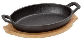 Σαγανάκι Οβάλ Με Βάση Bamboo Sag104 22Χ13Χ5cm Black Espiel Cast Iron