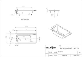 Acrilan Sine - Ακρυλική Μπανιέρα 150x70 εκ - Maxxcoat