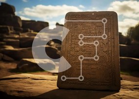 Intra Συλλεκτικό Ξύλινο Παζλ Plywood 4mm - Αρχαία πέτρινη ταμπλέτα με σύμβολα και ιερογλυφικά Σε Ξύλινο Κουτί - Διαστάσεις Puzzle: 10x10 cm – 25 κομμάτια