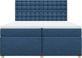 vidaXL Κρεβάτι Boxspring με Στρώμα Μπλε 200x200 εκ. Υφασμάτινο